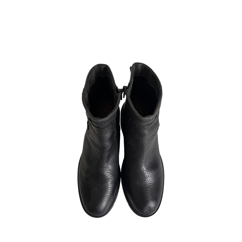 Zodiac Clair Women's Black Leather Lug Sole Block Heel Ankle Boots Size 6.5